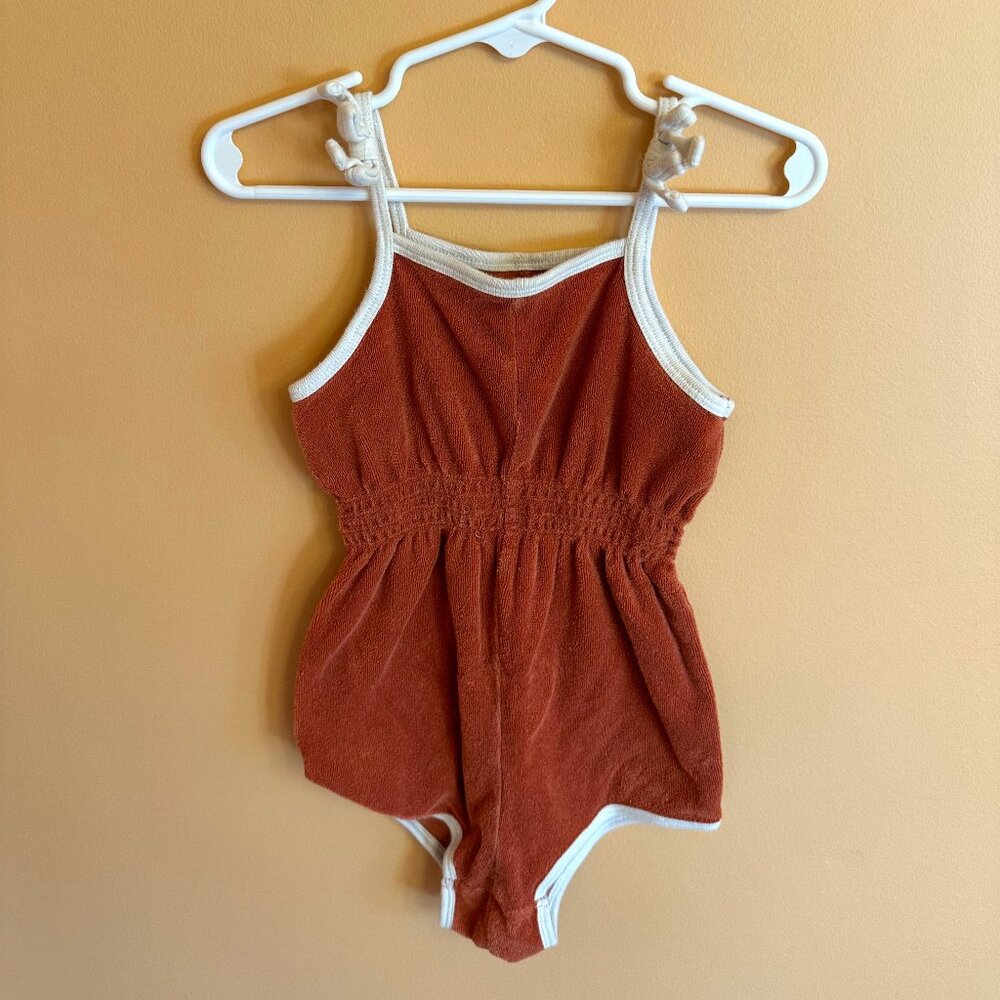 Retro Smock Waist Terry Cloth Toddler Romper